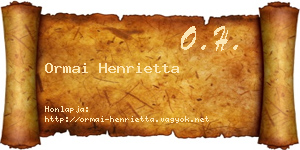 Ormai Henrietta névjegykártya